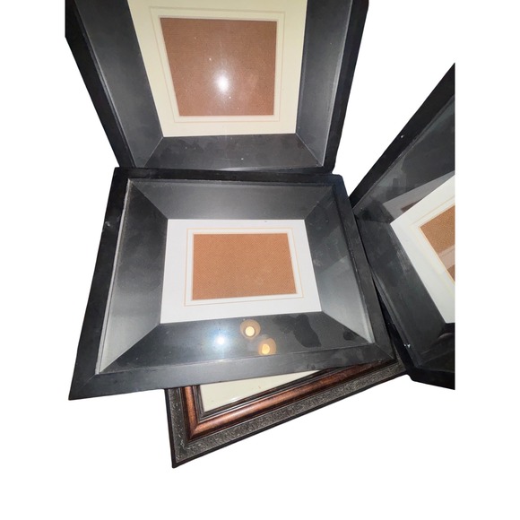Set of 4 Assorted Picture Frames Black Beveled and Ornate Wood Wall Decor - Picture 3 of 4